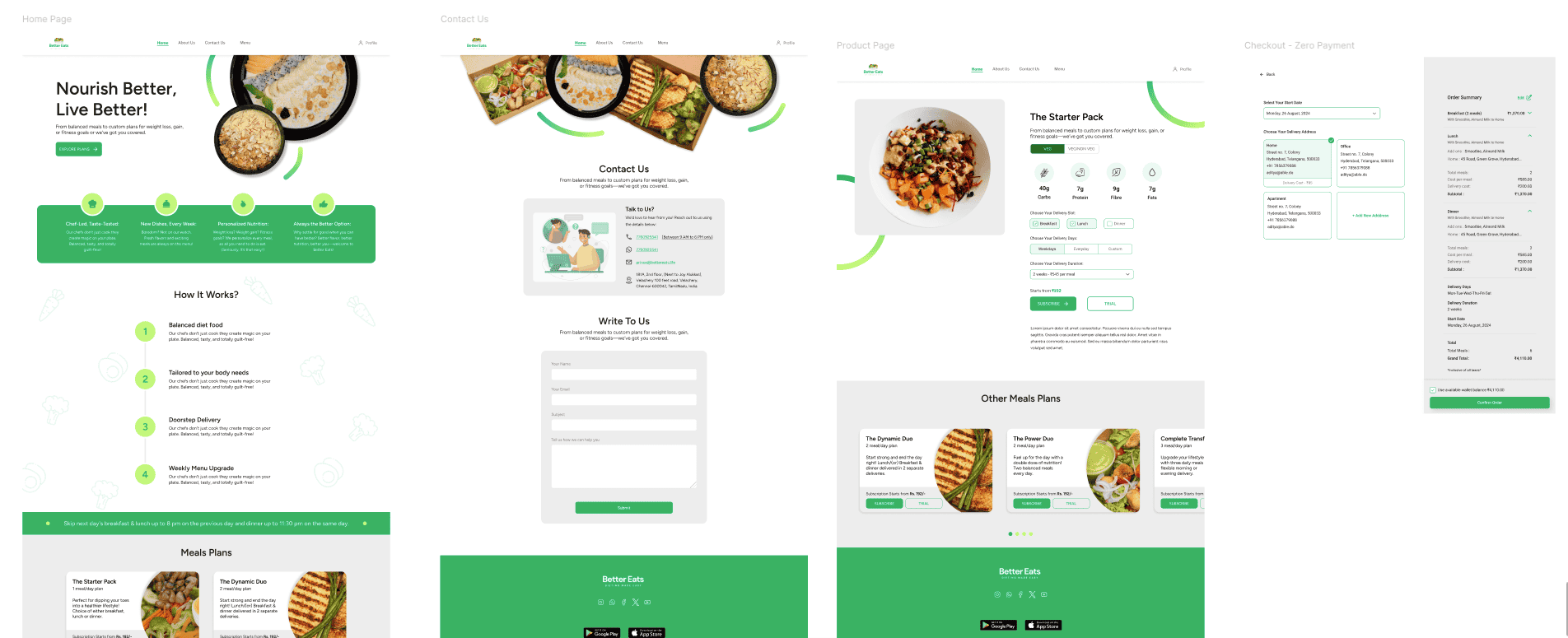 Meal ordering interface